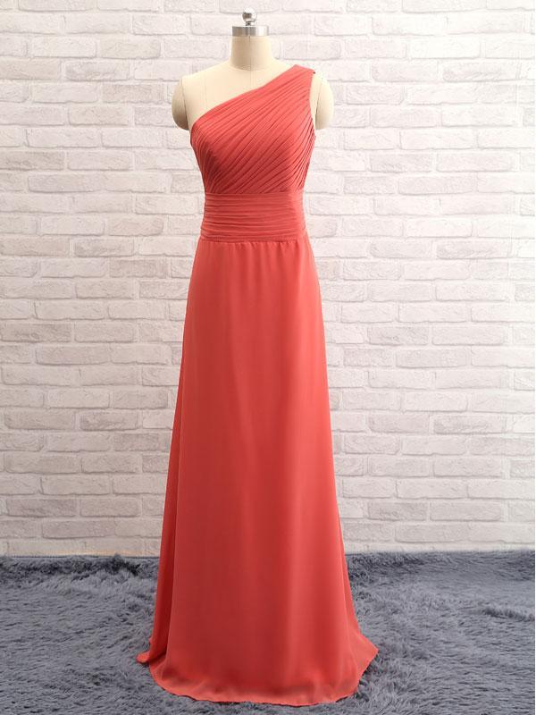 A-line Asymmetric Sweep Train Chiffon Simple Bridesmaid Dresses