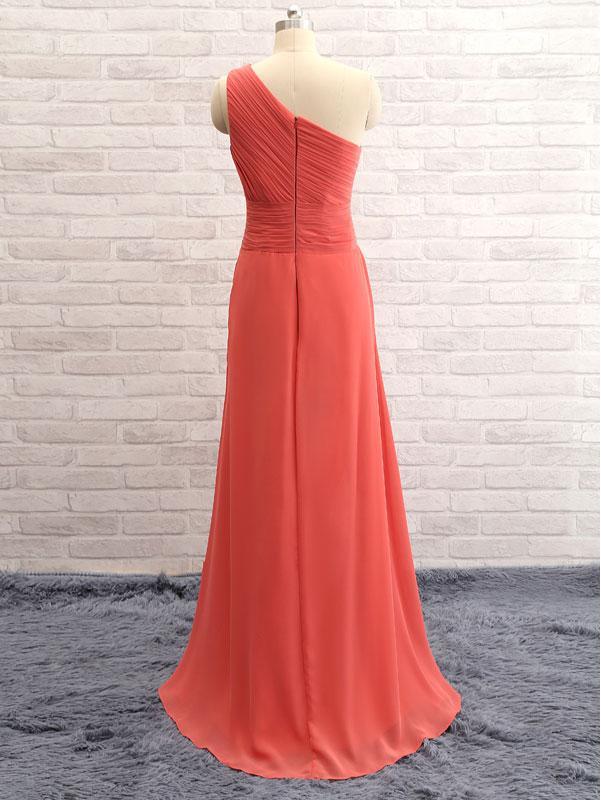 A-line Asymmetric Sweep Train Chiffon Simple Bridesmaid Dresses