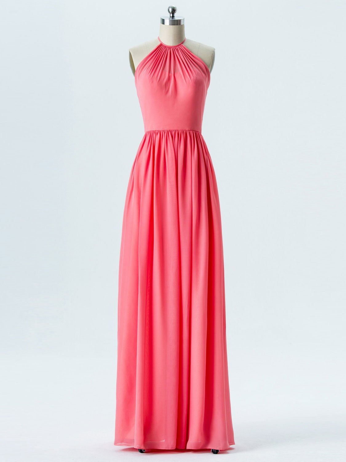 A-line Halter Floor-Length Chiffon Bridesmaid Dresses