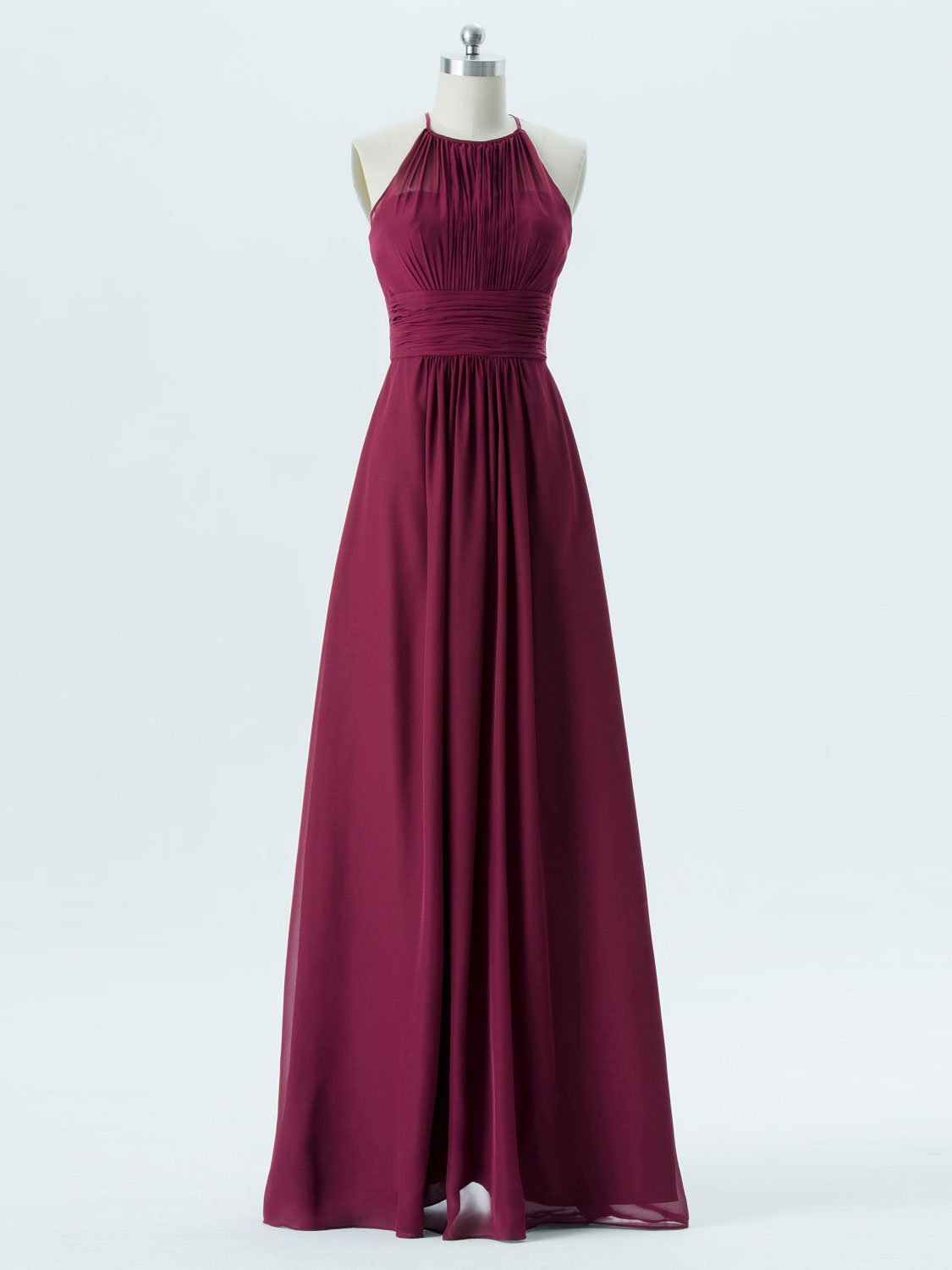 A-line Halter Floor-Length Chiffon Bridesmaid Dresses