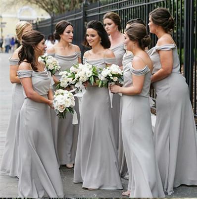 A-line Spaghetti Strap Sweep Train Chiffon Simple Bridesmaid Dresses