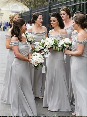 A-line Spaghetti Strap Sweep Train Chiffon Simple Bridesmaid Dresses