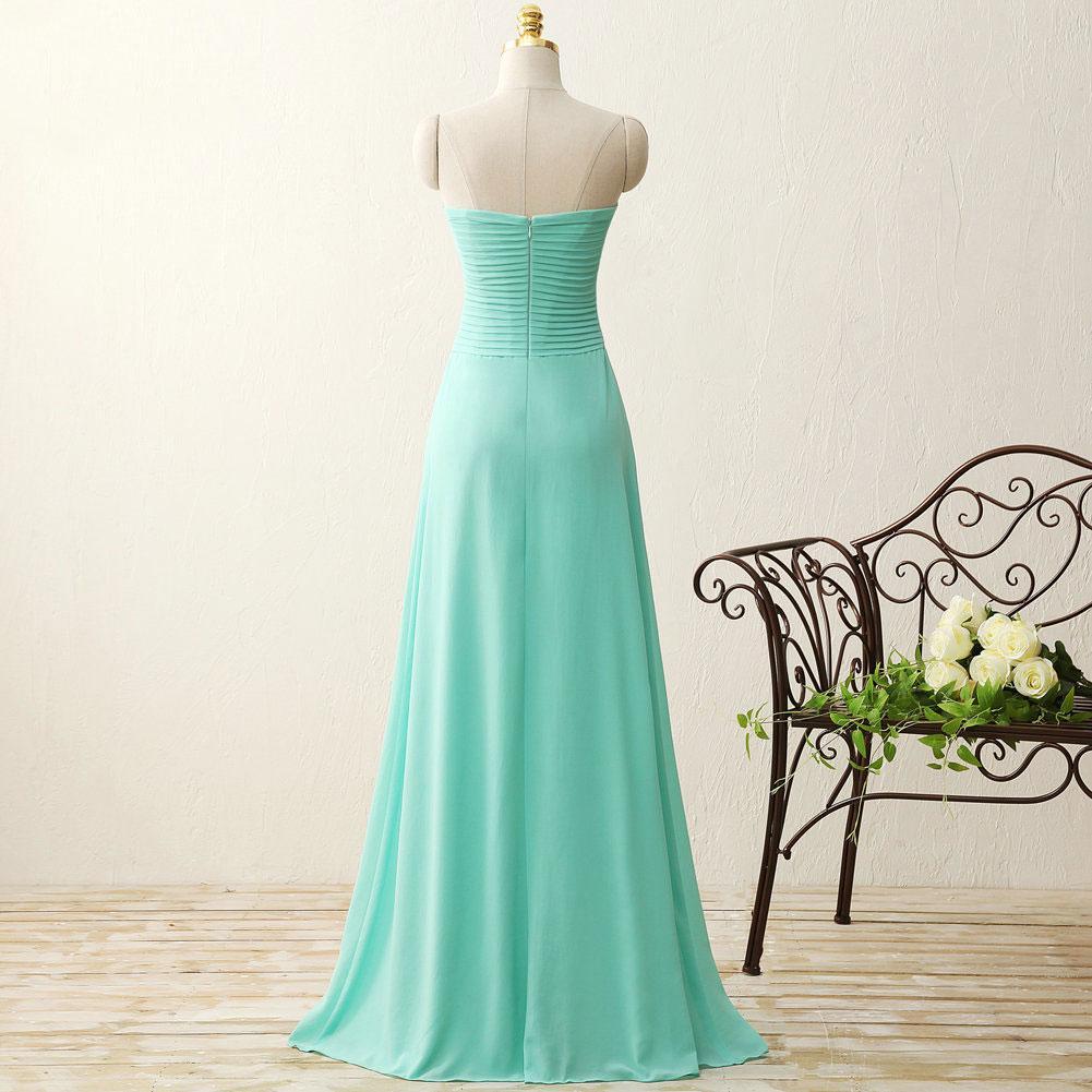 A-line Sweetheart Floor-Length Chiffon Simple Mint Bridesmaid Dresses ABC00020