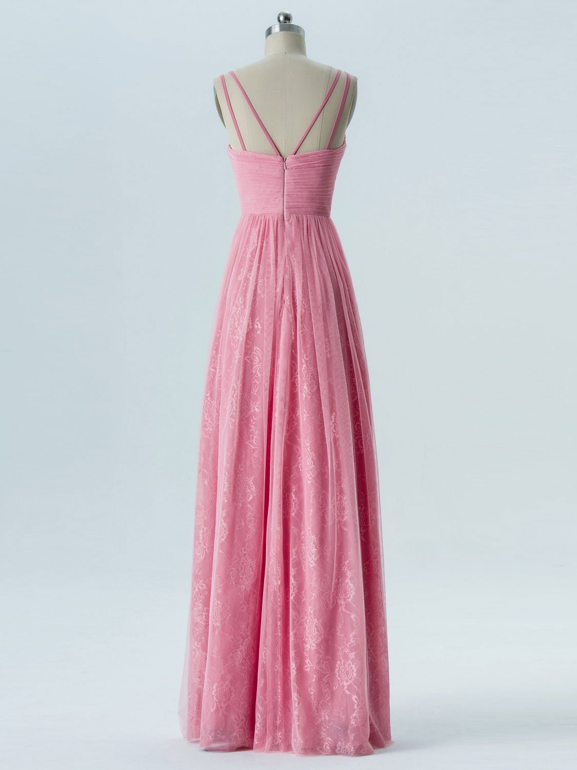 A-line V-Neck Floor-Length Tulle Lace Bridesmaid Dresses