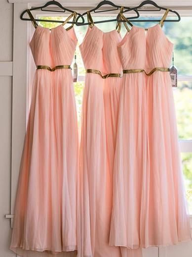 Excellent Chiffon Spaghetti Straps Neckline A-line Bridesmaid Dresses With Pleats