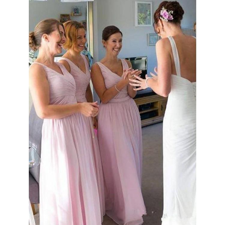 Fabulous Chiffon V-neck Neckline Floor-length A-line Bridesmaid Dresses