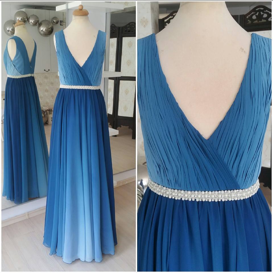 Outstanding Chiffon V-neck Neckline A-line Bridesmaid Dresses With Pearls