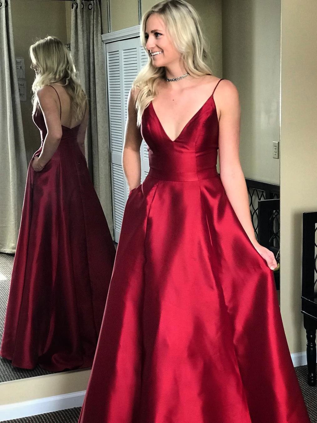 Glamorous Satin A-line Prom Dresses With Sweep Train