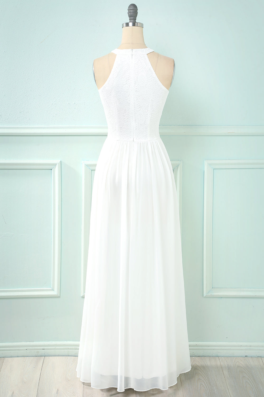 Halter Keyhole Lace Chiffon Bridesmaid Dress