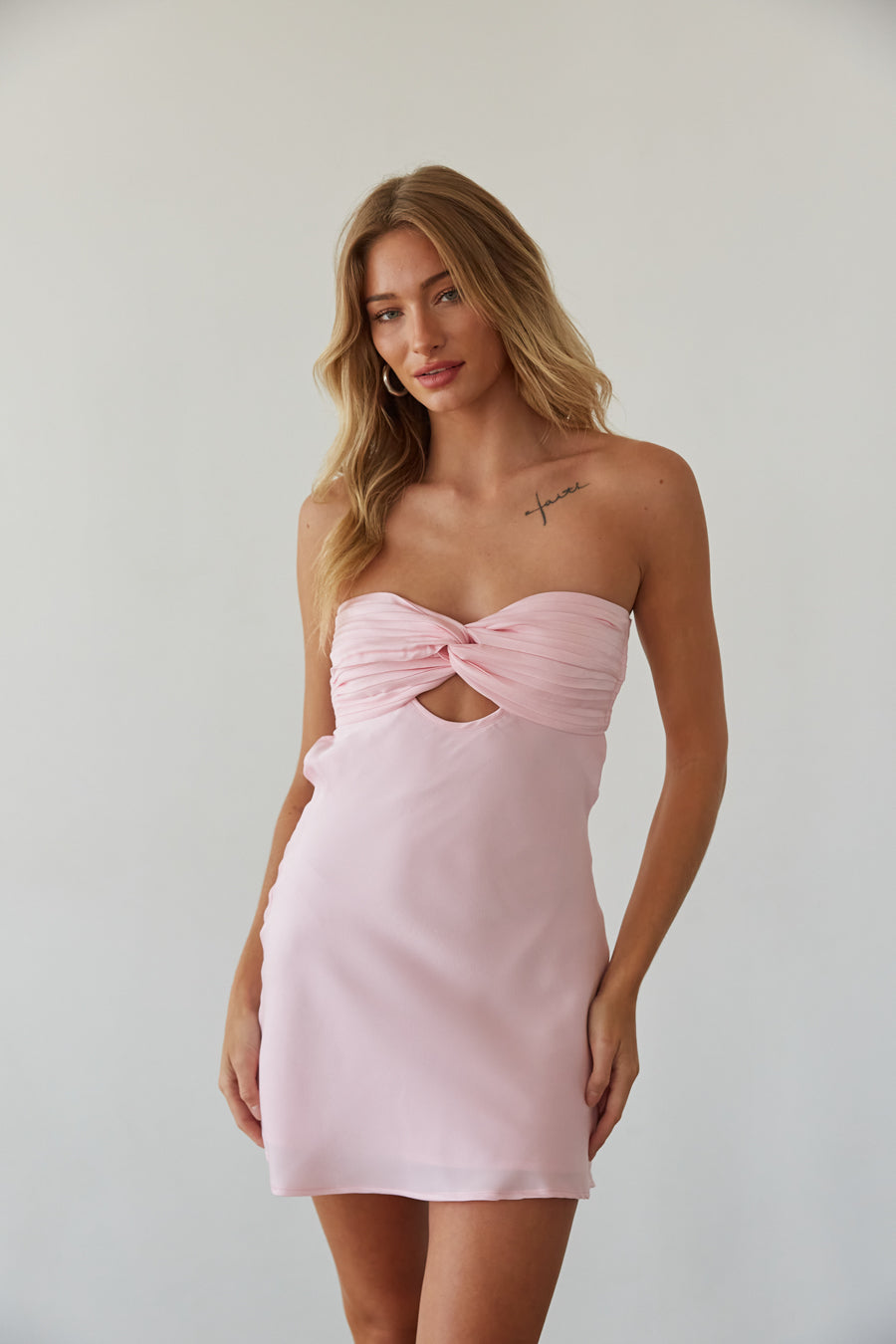 Kiara Strapless Keyhole Open Back Mini Dress