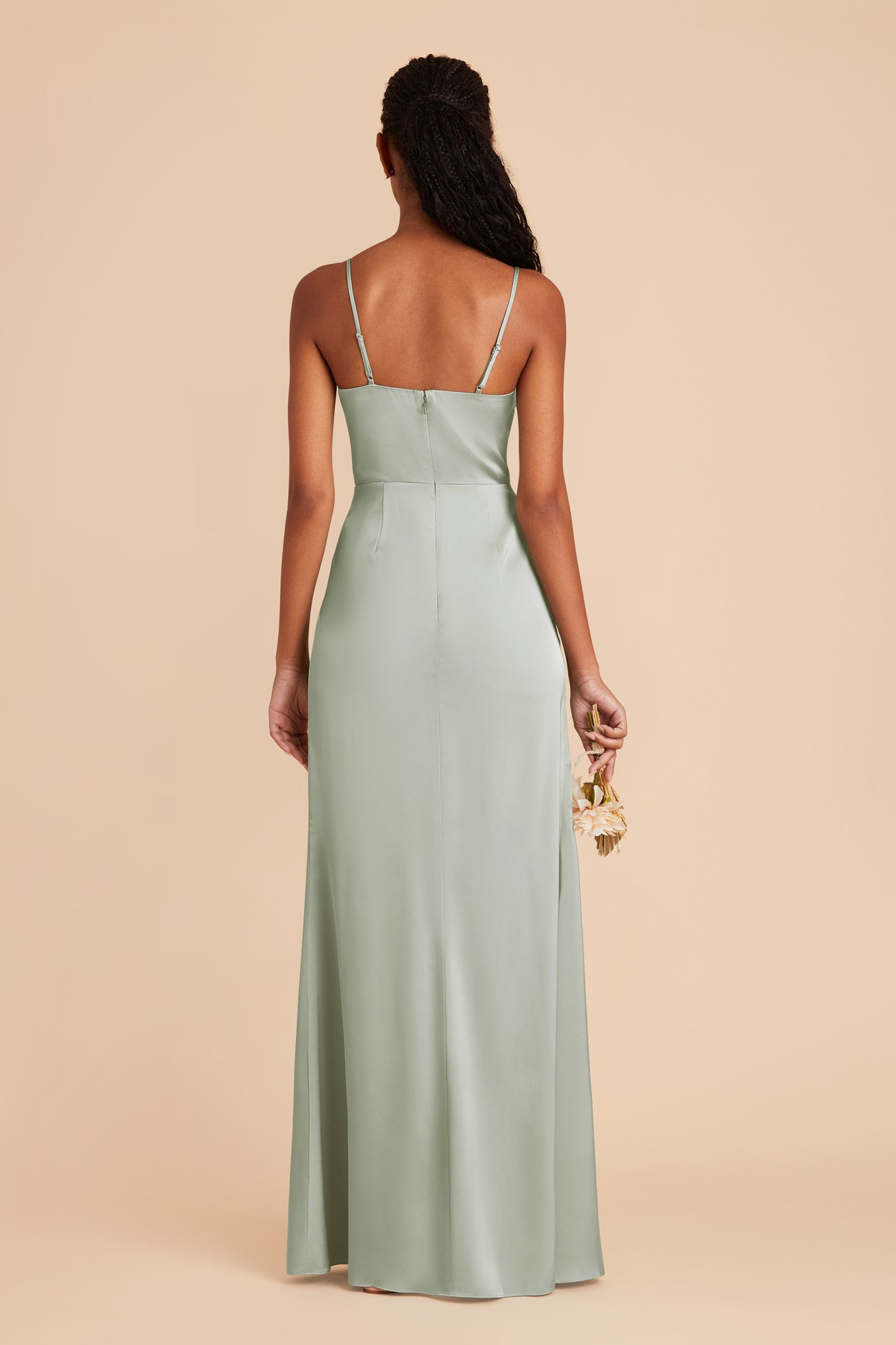 Lydia Matte Satin Dress - Sage