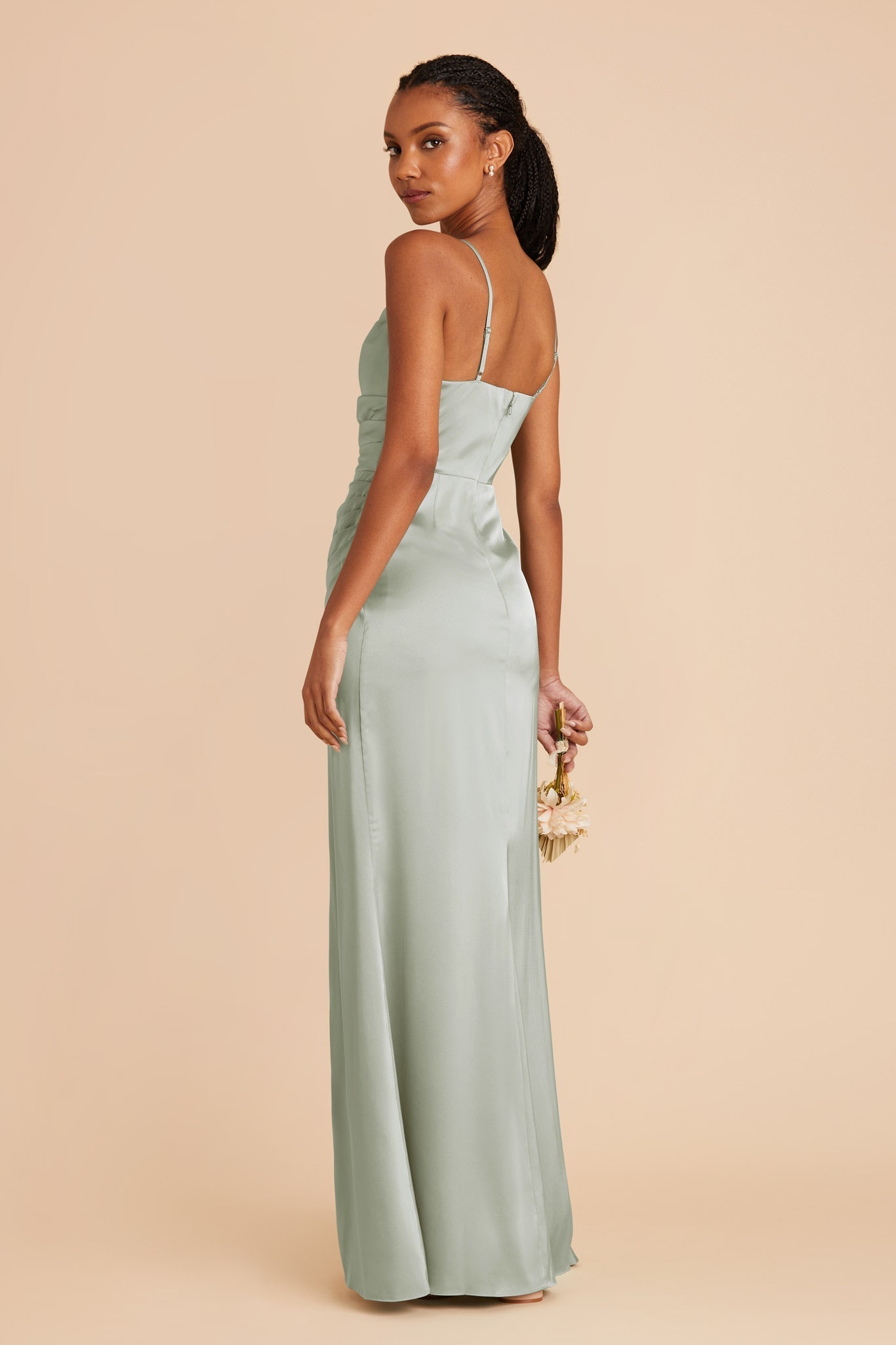 Lydia Matte Satin Dress - Sage