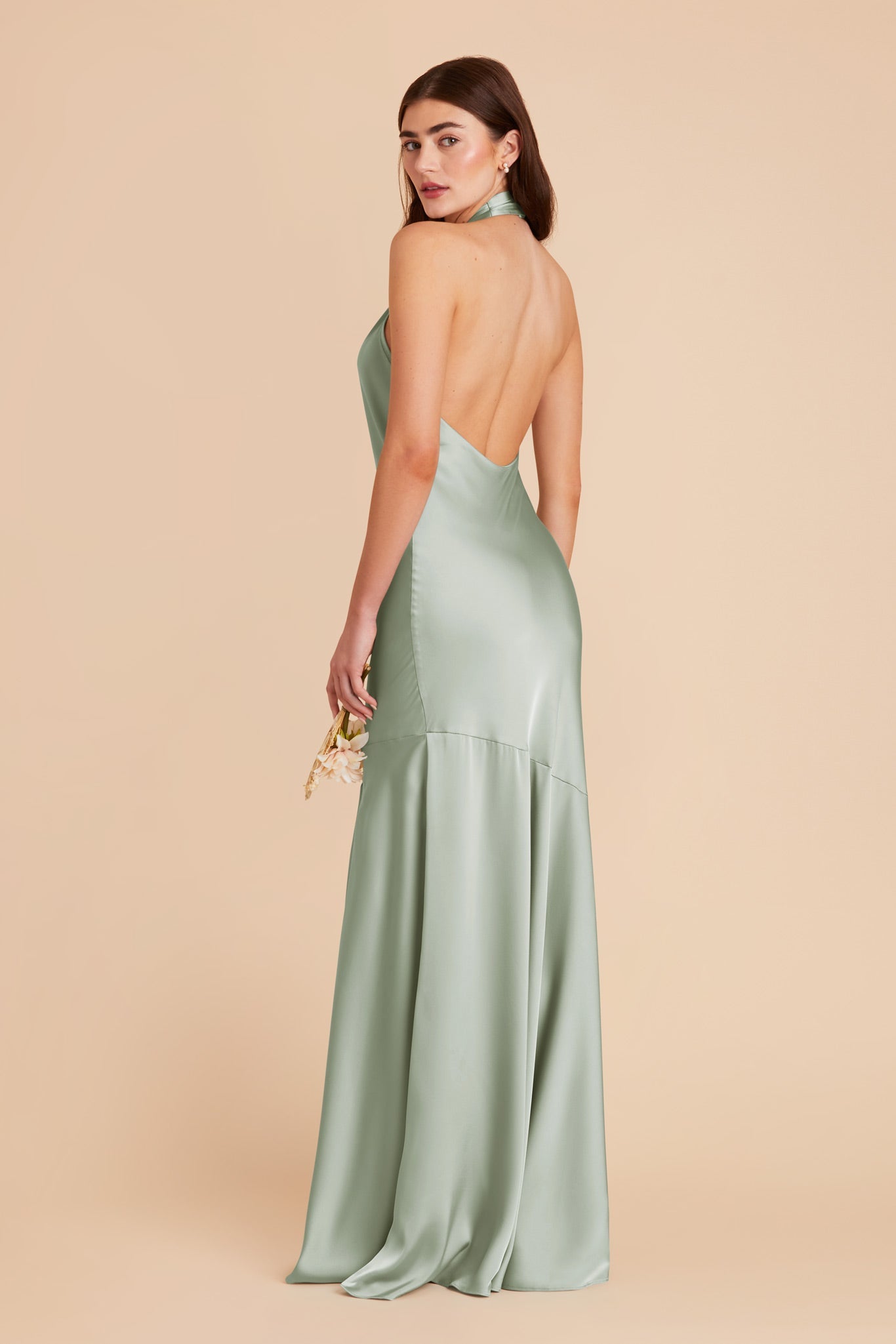 Stephanie Matte Satin Dress - Sage