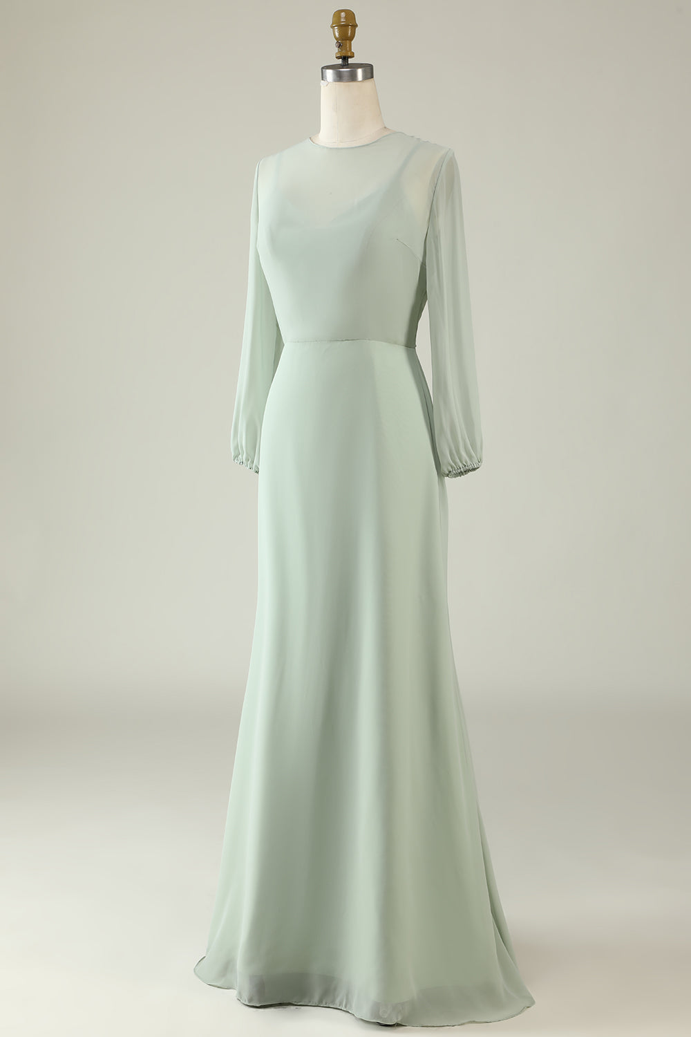 Mint Wedding Guest Dress with Long Sleeves