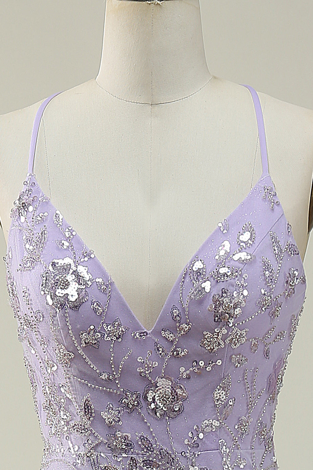 Mermaid Spaghetti Straps Purple Long Prom Dress with Beading